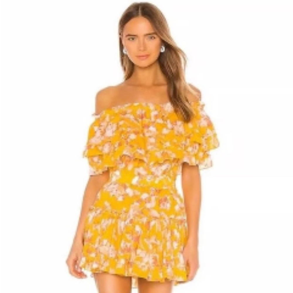 MISA Los Angeles Luella Dress in Yellow Washed Wildflower